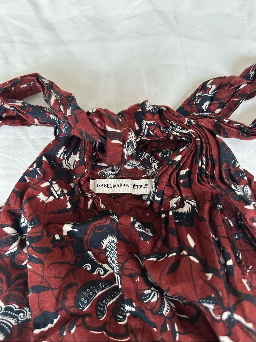 Isabel Marant Womens Halter Knot Neck Floral Tank Top - Burgundy